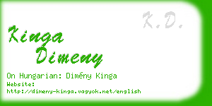 kinga dimeny business card